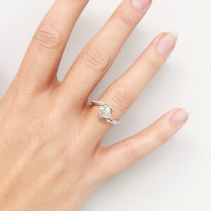 P067 White Gold Wrapped Pear Cut Engagement Ring (1)