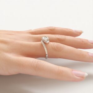 P067 White Gold Wrapped Pear Cut Engagement Ring (2)