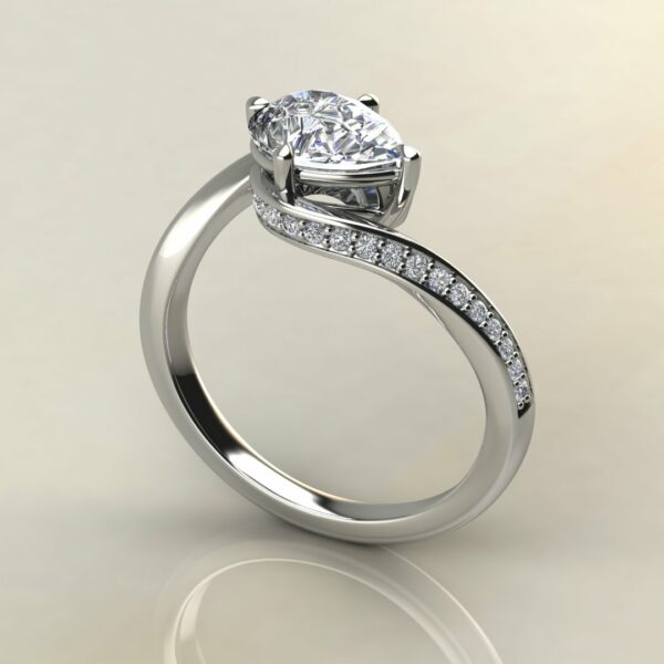 P067 White Gold Wrapped Pear Cut Engagement Ring