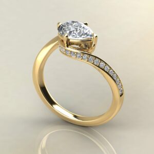 P067 Yellow Gold Wrapped Pear Cut Engagement Ring