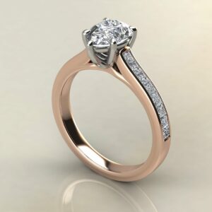 P068 Rose Gold Pear Cut Princess Channel Set Engagement Ring