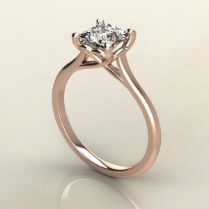 PS001 rose gold Princess Cut Solitaire Heart Prong Engagement Ring by Yalish DIamonds