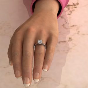 Moissanite Princess Cut Solitaire Heart Prong Engagement Ring