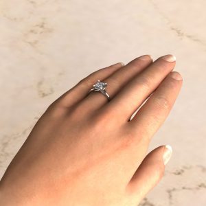 Moissanite Princess Cut Solitaire Heart Prong Engagement Ring