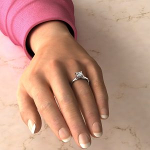 Princess Cut Curly Prong Moissanite Solitaire Engagement Ring
