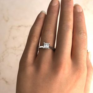 Princess Cut Curly Prong Swarovski Solitaire Engagement Ring