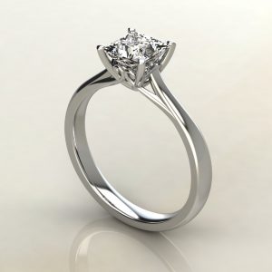 Princess Cut Curly Prong Swarovski Solitaire Engagement Ring