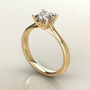Princess Cut Curly Prong Moissanite Solitaire Engagement Ring
