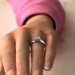 Double Split Shank Princess Cut Solitaire Moissanite Engagement Ring