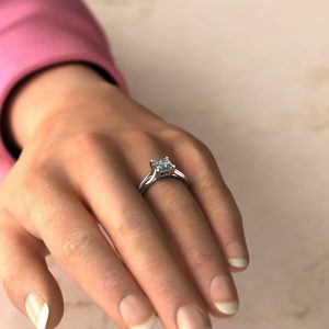 Double Split Shank Princess Cut Solitaire Moissanite Engagement Ring