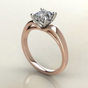 PS004 Rose Gold Tall Curve Princess Cut Solitaire Engagement Ring