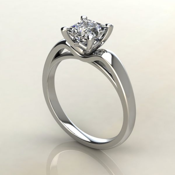 Tall Curve Moissanite Princess Cut Solitaire Engagement Ring