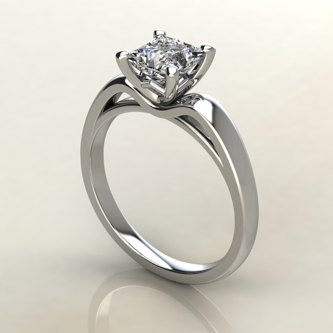 Tall Curve Swarovski Princess Cut Solitaire Engagement Ring - Yalish ...