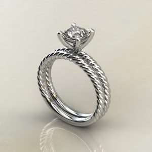Twisted Moissanite Princess Cut Solitaire Engagement Ring