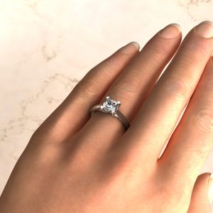 Tall Cathedral Princess Cut Moissanite Solitaire Engagement Ring