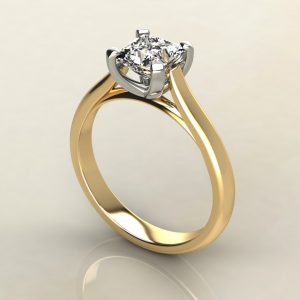 Tall Cathedral Princess Cut Moissanite Solitaire Engagement Ring