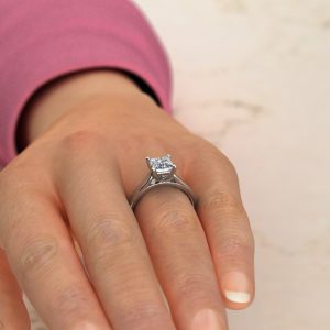 Classic Cathedral Princess Cut Moissanite Solitaire Engagement Ring