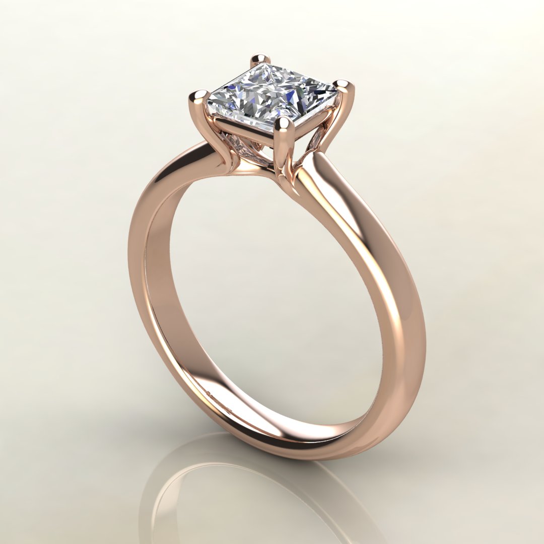 Small Cathedral Princess Cut Solitaire Moissanite Engagement Ring ...
