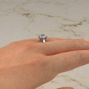 Small Cathedral Princess Cut Solitaire Moissanite Engagement Ring