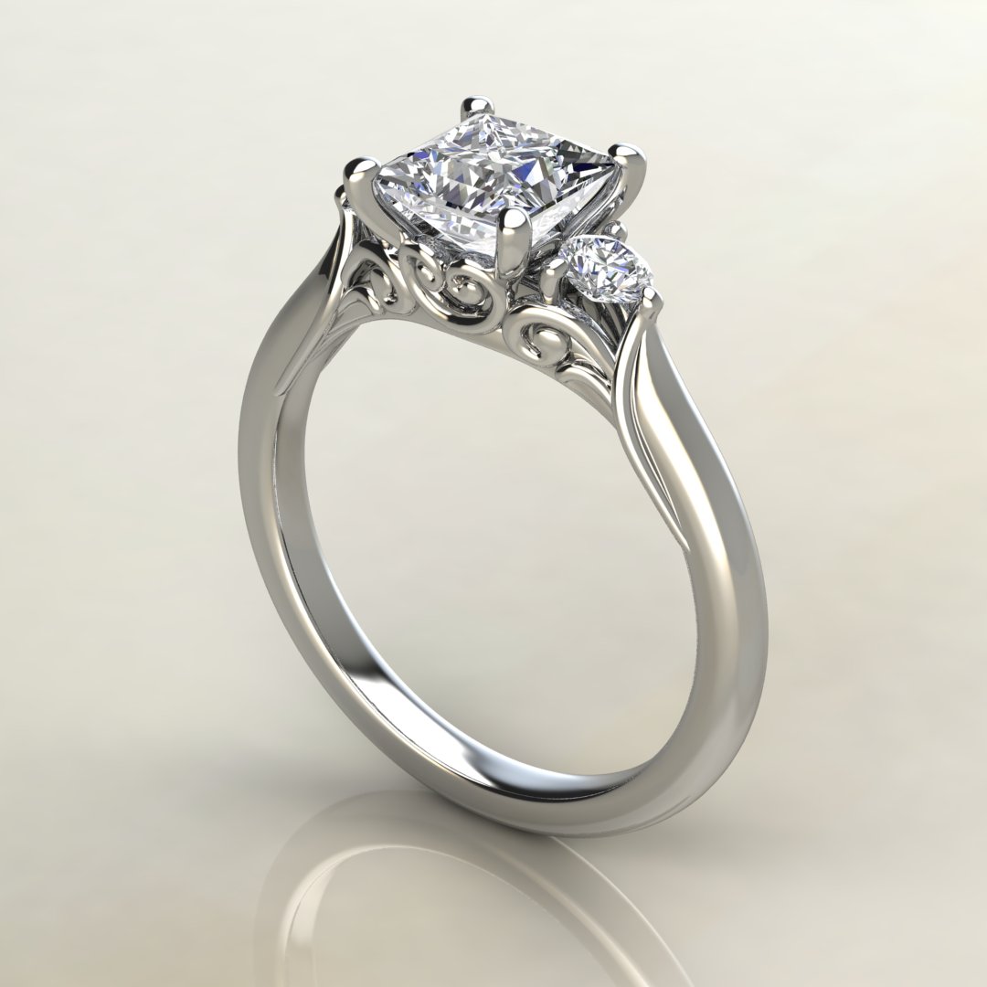 Classic Vintage 3 Stone Moissanite Princess Cut Engagement Ring ...