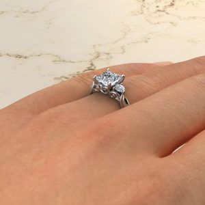 Classic Vintage 3 Stone Moissanite Princess Cut Engagement Ring