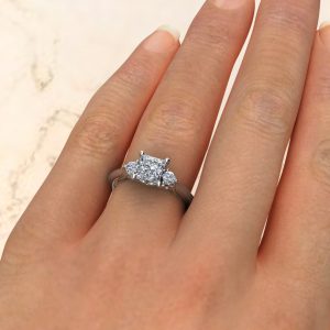 Classic Vintage 3 Stone Moissanite Princess Cut Engagement Ring