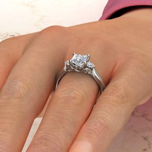 Classic Vintage 3 Stone Moissanite Princess Cut Engagement Ring