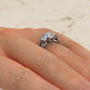 Split Shank 3 Stone Moissanite Princess Cut Engagement Ring