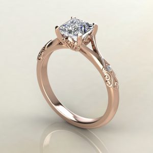 PS019 Rose Gold Vintage Princess Cut Solitaire Engagement Ring