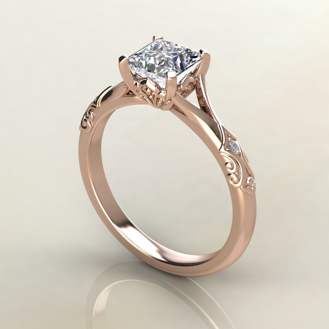 Vintage Princess Cut Moissanite Engagement Ring - Yalish Diamonds