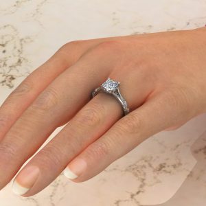 Vintage Princess Cut Moissanite Engagement Ring