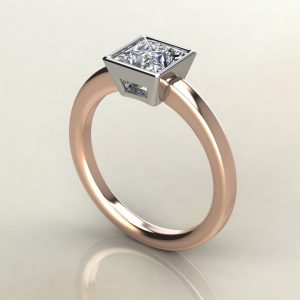 PS020 Rose Gold Basel Princess Cut Solitaire Engagement Ring