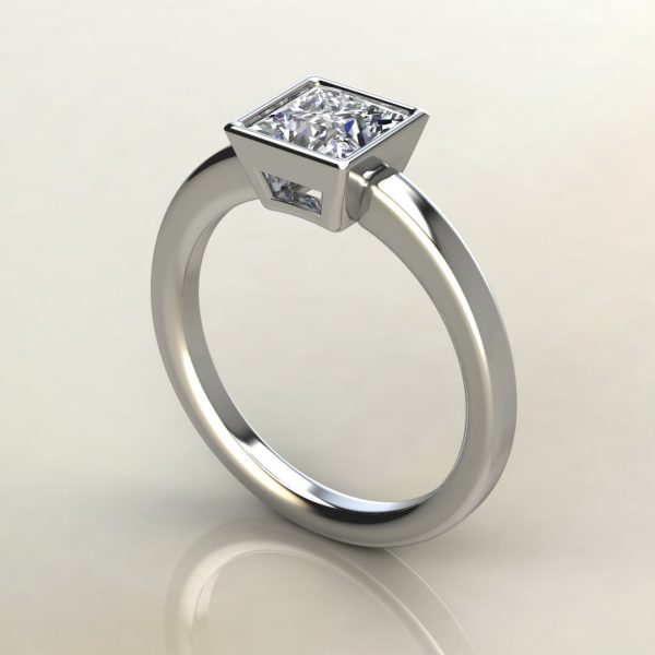 PS020 White Gold Basel Princess Cut Solitaire Engagement Ring