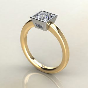 PS020 Yellow Gold Basel Princess Cut Solitaire Engagement Ring