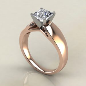 PS027 Rose Gold Wide Band Solitaire Princess Cut Engagement Ring