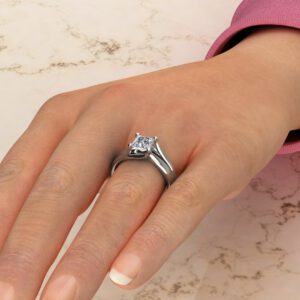 Split Shank Solitaire Princess Cut Moissanite Engagement Ring