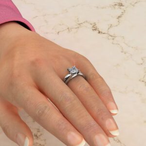 Split Shank Solitaire Princess Cut Moissanite Engagement Ring