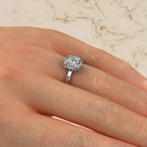 Floral Halo Princess Cut Solitaire Moissanite Engagement Ring