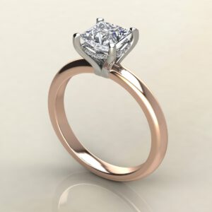 PS037 Rose Gold Hidden Halo Princess Cut Solitaire Engagement Ring