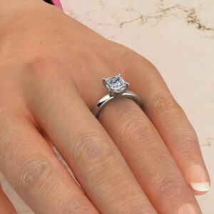 Hidden Halo Princess Cut Solitaire Swarovski Engagement Ring