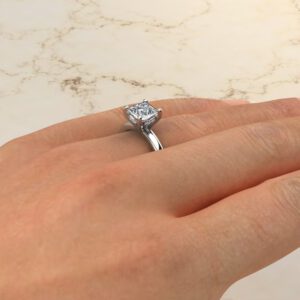Hidden Halo Princess Cut Solitaire Moissanite Engagement Ring