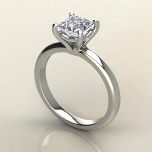PS037 White Gold Hidden Halo Princess Cut Solitaire Engagement Ring