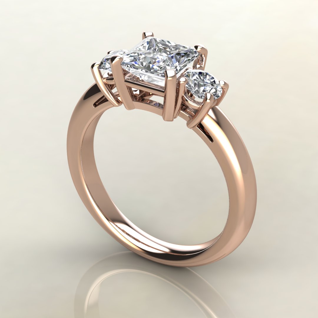 Three Stone Princess Cut Moissanite Engagement Ring - Yalish Diamonds