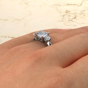 Three Stone Princess Cut Swarovski Engagement Ring