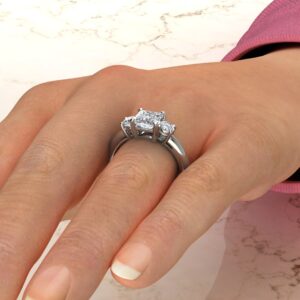 Three Stone Princess Cut Moissanite Engagement Ring