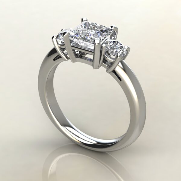PS040 White Gold Three Stone Princess Cut Engagement Ring