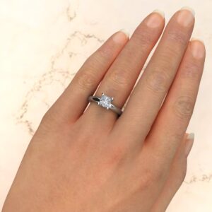 Peekaboo Solitaire Princess Cut Moissanite Engagement Ring