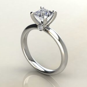 PS044 White Gold Peekaboo Solitaire Princess Cut Engagement Ring