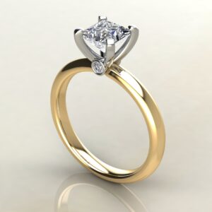 PS044 Yellow Gold Peekaboo Solitaire Princess Cut Engagement Ring