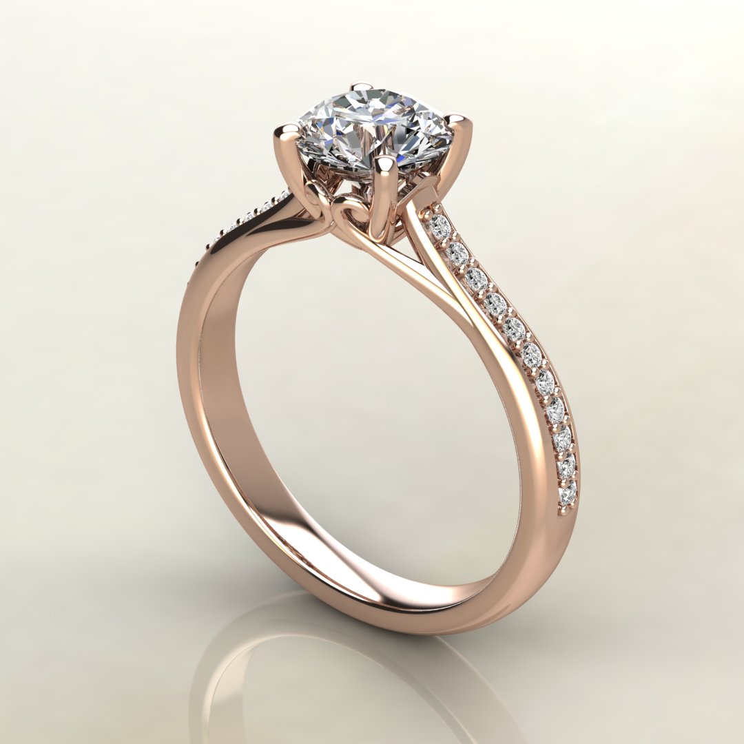 Moissanite Round Cut Curly Prong Engagement Ring - Yalish Diamonds
